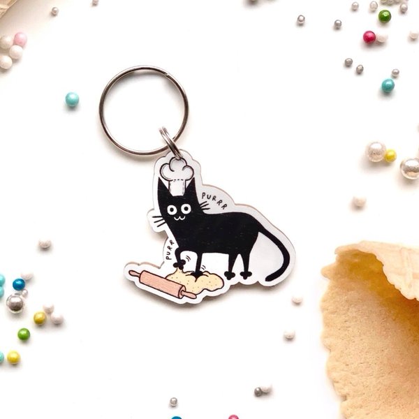 Cat in a cup, keychain