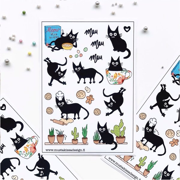 Black cat, sticker sheet